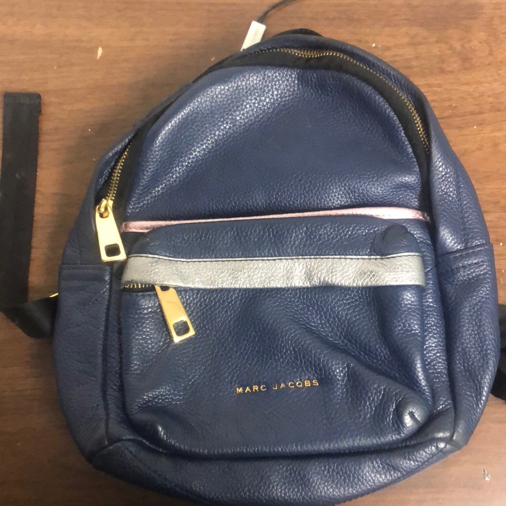 Blue leather mini backpack